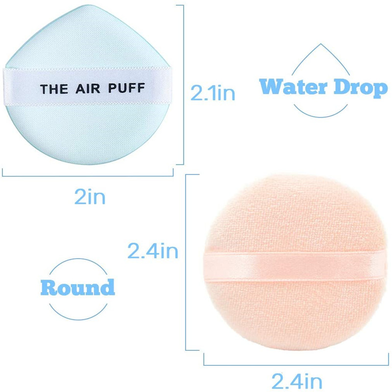 Velour Puff Makeup Powder Puffs Sponge with Air Cushion Puff Set Fluffy Powder Puff Round Sponge Cosmetic Water Drop Powder Puff Latex Free Foundation Sponge Face Puff for Dry & Wet Use